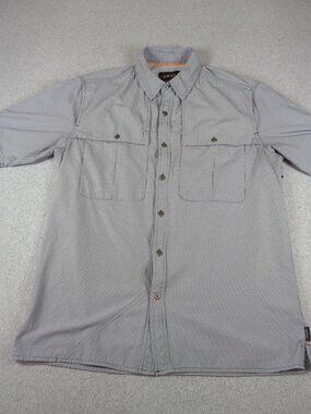 Orvis Vented Fishing Shirt Men's Medium Gray Nylon Short Sleeve Button Up